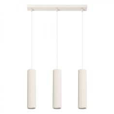 Lampă Suspendată Karbon Bej Aluminiu Cu 3 Becuri Tub Minimalistă De Interior. foto