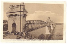 1377 - CERNAVODA Dobrogea Railway Danube Bridge - old postcard CENSOR, used 1917 foto