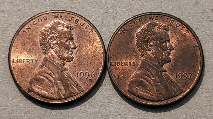 1 cent USA - SUA - 1996 P, 1997 P