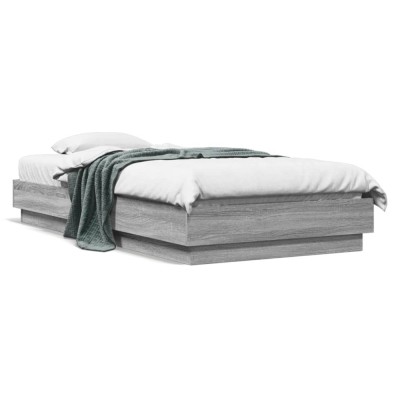 vidaXL Cadru de pat cu lumini LED, gri sonoma, 75x190 cm 839551 foto