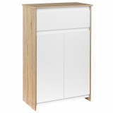 Kleankin Mobilier de Baie Multifuncțional, Combinație Dulap și Sertar, Design Modern &icirc;n Nuanțe de Lemn și Alb, 60x30x90 cm | Aosom Romania
