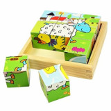 Puzzle cuburi - Animale domestice, 9 piese, BigJigs Toys