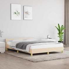 vidaXL Cadru de pat fără saltea, crem, 140x200 cm, textil