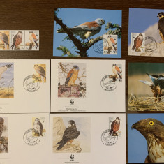 maltat - pasari - soim - serie 4 timbre MNH, 4 FDC, 4 maxime, fauna wwf