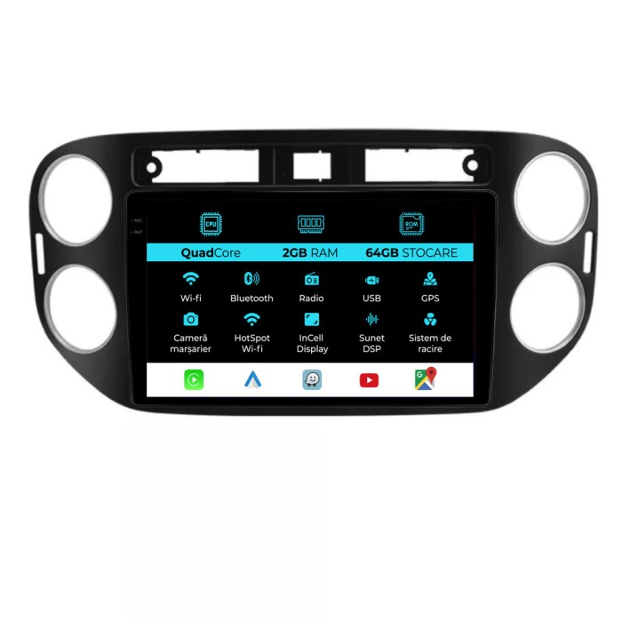 Navigatie Dedicata Volkswagen Tiguan (2011-2016), 9Inch, 2Gb Ram, 32Gb Stocare, Carplay