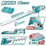 TOTAL - TOTAL - TRIMMER PENTRU TUNS GARD VIU - LI-ION - 40V (INCLUDE ACUMULATOR SI INCARCATOR) PowerTool TopQuality