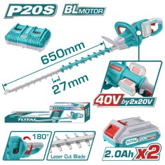 TOTAL - TOTAL - TRIMMER PENTRU TUNS GARD VIU - LI-ION - 40V (INCLUDE ACUMULATOR SI INCARCATOR) PowerTool TopQuality foto