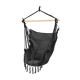 Hamac Leziter Puerto Negru, Scaun Balansoar Suspendat din Poliester-Bumbac 130x100cm, Confort Gradina/Interior
