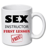 Cana alba personalizata &quot; Sex instructor, first lesson FREE &quot;, INOVATIX&reg;. 330ml