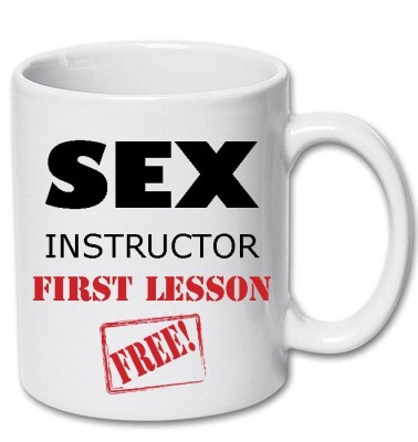 Cana alba personalizata &amp;quot; Sex instructor, first lesson FREE &amp;quot;, INOVATIX&amp;reg;. 330ml foto