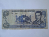 Rară! Nicaragua 100 Cordobas 1985