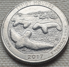 Moneda 25 cents / quarter 2017 USA, Yowa, Effigy Mounds, litera P foto