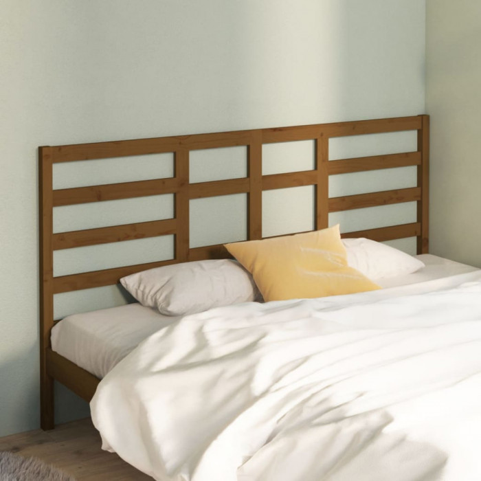 Tăblie de pat, maro miere, 206x4x104 cm, lemn masiv de pin