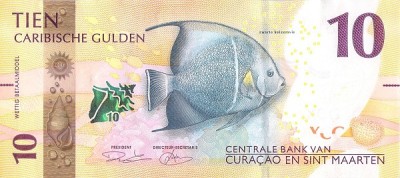 Cura&amp;ccedil;ao &amp;amp; St. Maarten (p#1) 10 Gulden 31.03.2025 UNC &amp;#039;Angelfish&amp;#039; Primele bancnote emise foto