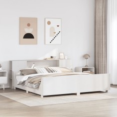 vidaXL Cadru de pat fără saltea, alb, 180x200 cm, lemn masiv pin 3323759