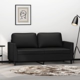 Cumpara ieftin Canapea cu 2 locuri, negru, 140 cm, piele ecologică