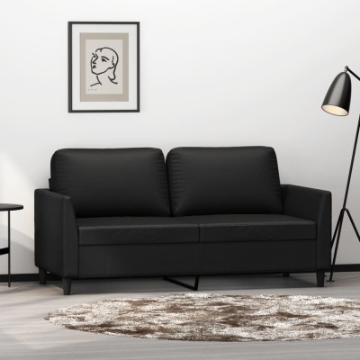 vidaXL Canapea cu 2 locuri, negru, 140 cm, piele ecologică 359333 foto