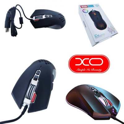 Mouse gaming cu fir, lumini LED RGB, USB, XO-M3, 3200DPI, negru foto