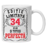 Cana alba personalizata &quot;editie limitata - perfecta&quot;, 34 ani, INOVATIX&reg;️. 330ml, Oem