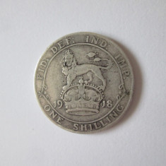 Marea Britanie 1 Shilling 1918 argint an rar