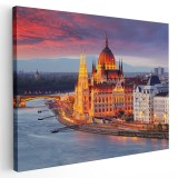 Tablou Parlamentul Ungariei apus Budapesta 1522 Tablou canvas pe panza CU RAMA 60x90 cm