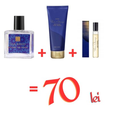 Apa de parfum Far Away Beyond The Moon 30 ml cu crema de corp Far Away Beyond The Moon 125 ml si miniparfum Beyond The Moon 8 ml , set feminin floral- foto