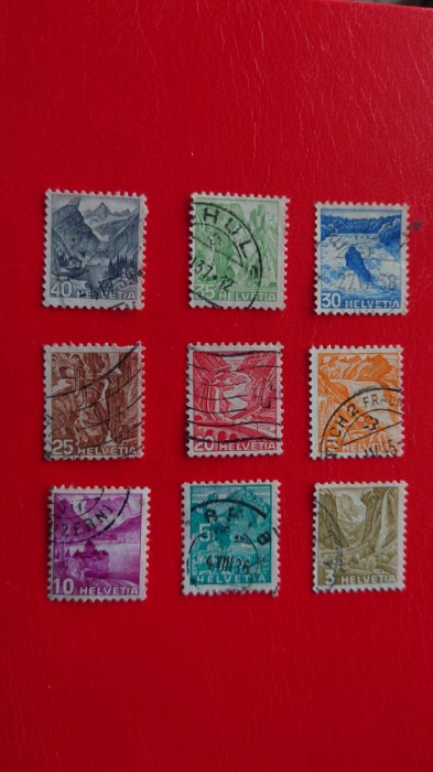 ELVEȚIA 1936, PEISAJE - SERIE COMPLETĂ ȘTAMPILATĂ