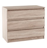 Cumpara ieftin Comoda cu 3 sertare din mdf maro stejar sonoma Hany 90x49x73.5 cm