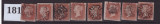 181-ANGLIA-Marea Britanie1841-1844=1d red-braun,8 timbre stampila cruce de Malta, Stampilat