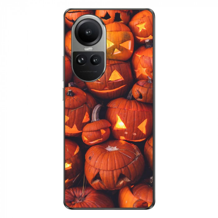 Husa compatibila cu Oppo Reno10 5G Silicon Gel Tpu Model Halloween Dovleci Luminosi
