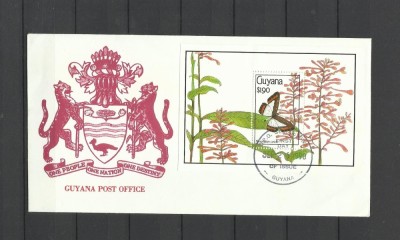 GUYANA 1990 FAUNA INSECTE FLUTURI FDC foto