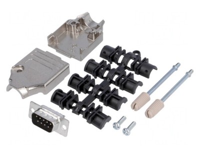 Conector D-Sub 9-Pin Mufă Tată Lipire pe Cablu Set Complet foto
