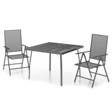 Cumpara ieftin Set de masa gradina, 3 piese, antracit, otel