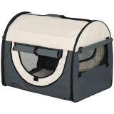 Geanta pentru transport caine/pisica, gri, material Oxford, PVC, impermeabila, pliabila, marimea S-M, 61x46x51 cm, ART