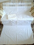 Set 2 Cearceafuri Vintage din bumbac cu margine decorativa din dantela croset manuala-1 pers.