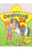 Scrie si coloreaza cai si ponei - verde - Editura Girasol