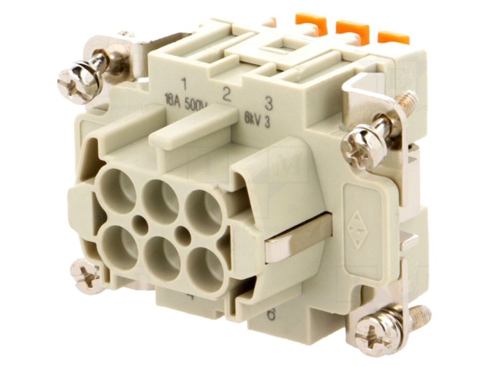 Conector HDC Mamă 6+PE 16A