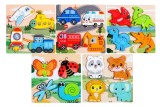 Set Puzzle Incastru cu Animale din Jungla, Vehicule, Insecte, Dinozauri, Utilitare, Multicolor, 5 buc
