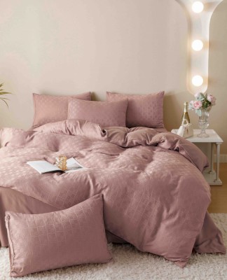 Lenjerie pat dublu,jacquard finetat,6 piese,roz pudra-A435 foto