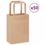 vidaXL Pungi de h&acirc;rtie 50 buc cu m&acirc;nere maro 15x8x21 cm