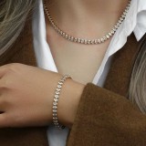 Set Colier Brățară Tennis Damă, Placat Aur 14K, Zirconiu Inox, 40/18cm
