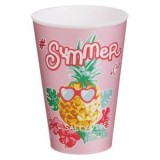 Pahar din Plastic Roz cu Model Ananas, 400 ml, CMCLASS