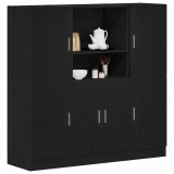 vidaXL Set dulap de bucătărie 3 piese Lemn negru prelucrat