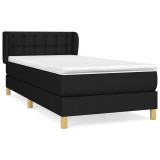 Cumpara ieftin Pat box spring cu saltea, negru, 90x200 cm, textil