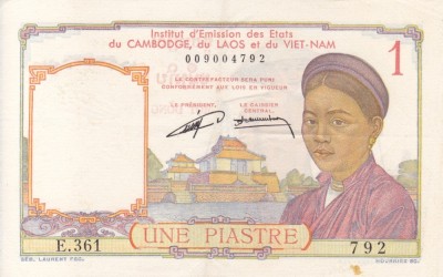 INDOCHINA 1 piastre ND (1953) XF+++!!! foto
