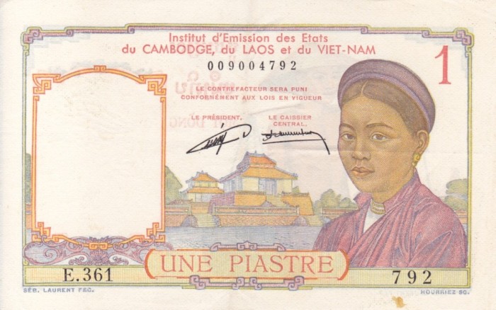 INDOCHINA 1 piastre ND (1953) XF+++!!!