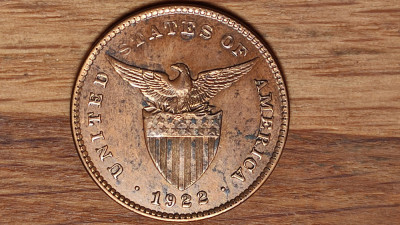 Insulele Filipine - piesa de istorie - 1 centavo 1922 - administratie SUA foto