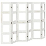 Cumpara ieftin Paravan camera 6 panouri, alb, lemn masiv paulownia