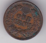 SUA 1 cent 1902 Indian Head &ndash; moneda americana cu patina si coroziune