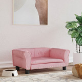 VidaXL Pat de c&acirc;ini, roz, 70x45x30 cm, catifea